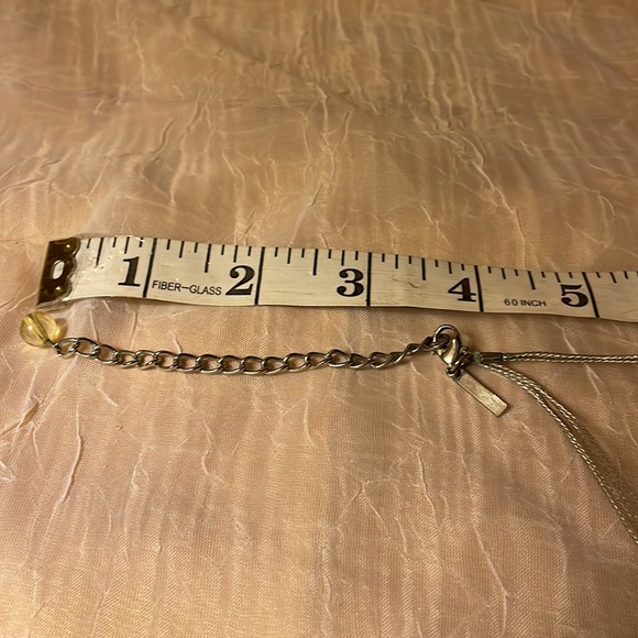 Lane Bryant -light green Acrylic Bead & silver colored circular design Necklace - Picture 7 of 7